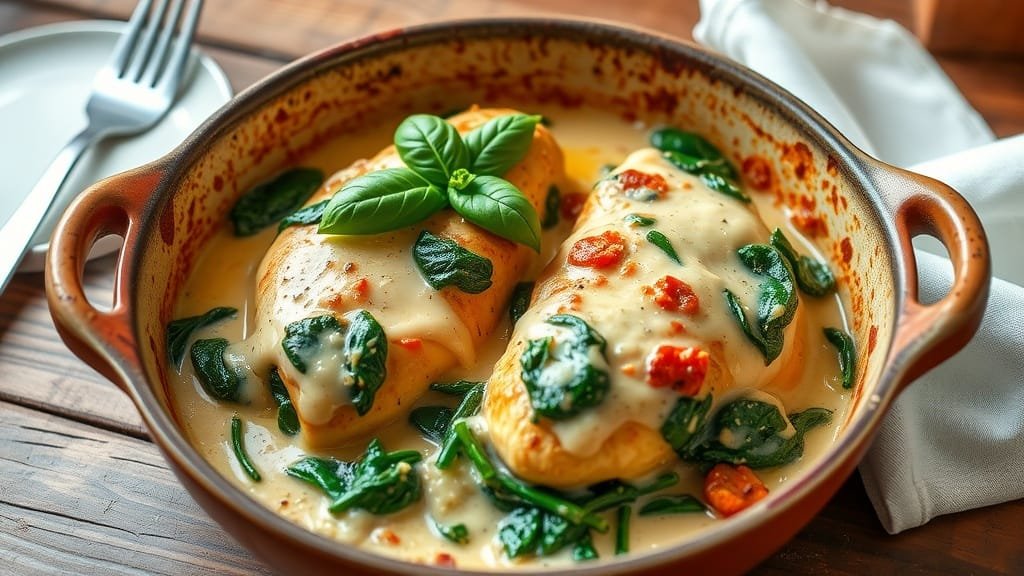 Keto Creamy Tuscan Chicken and Spinach Bake