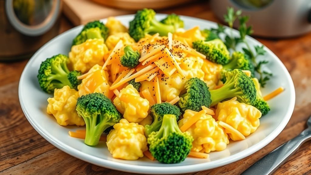 Keto Cheesy Broccoli and Egg Scramble