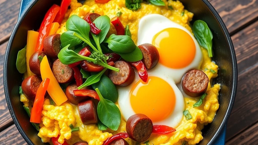 Savory Keto Egg and Sausage Breakfast Skillet