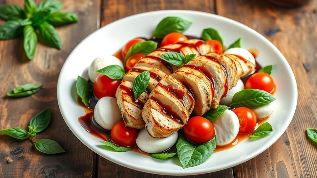 Keto-Friendly Caprese Salad with Grilled Chicken