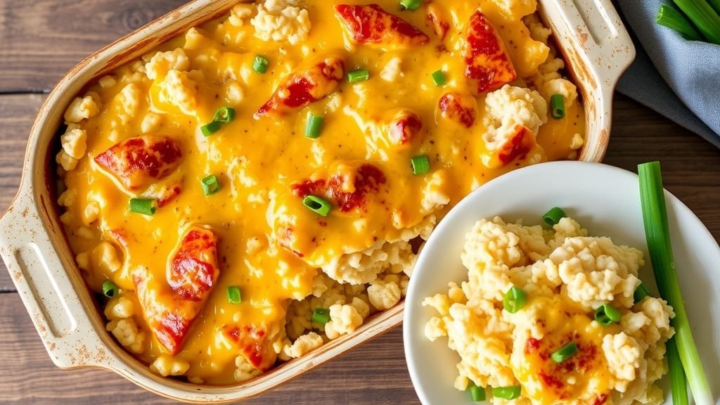 Cheesy Keto Loaded Chicken and Cauliflower Rice Casserole