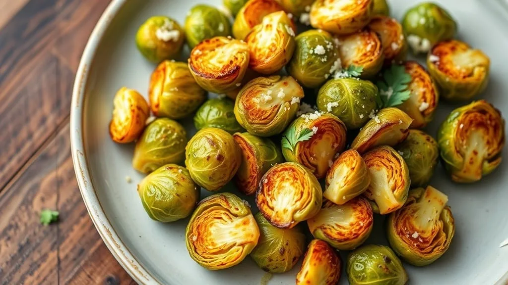 Crispy Roasted Brussels Sprouts with Garlic and Parmesan