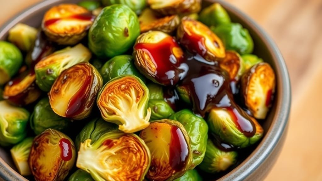 Crispy Keto Brussels Sprouts with Balsamic Glaze
