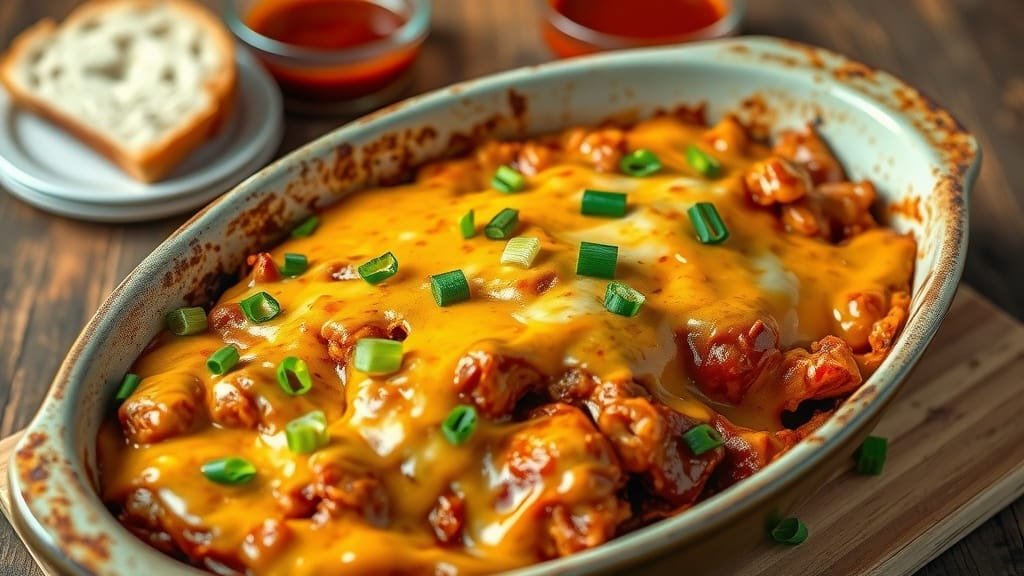 Low-Carb BBQ Chicken and Cheese Casserole
