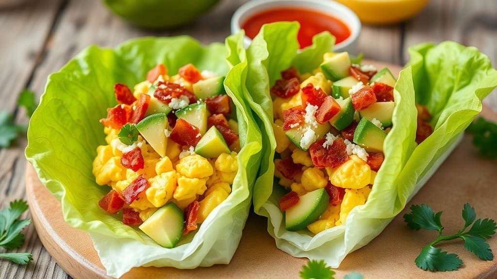 Low-Carb Keto Breakfast Burrito with Lettuce Wrap