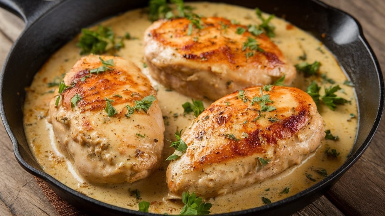 Keto Creamy Garlic Parmesan Chicken Bake