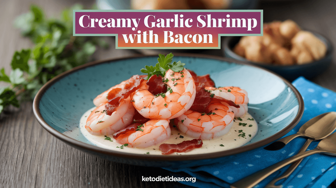 Keto Creamy Garlic Shrimp with Bacon