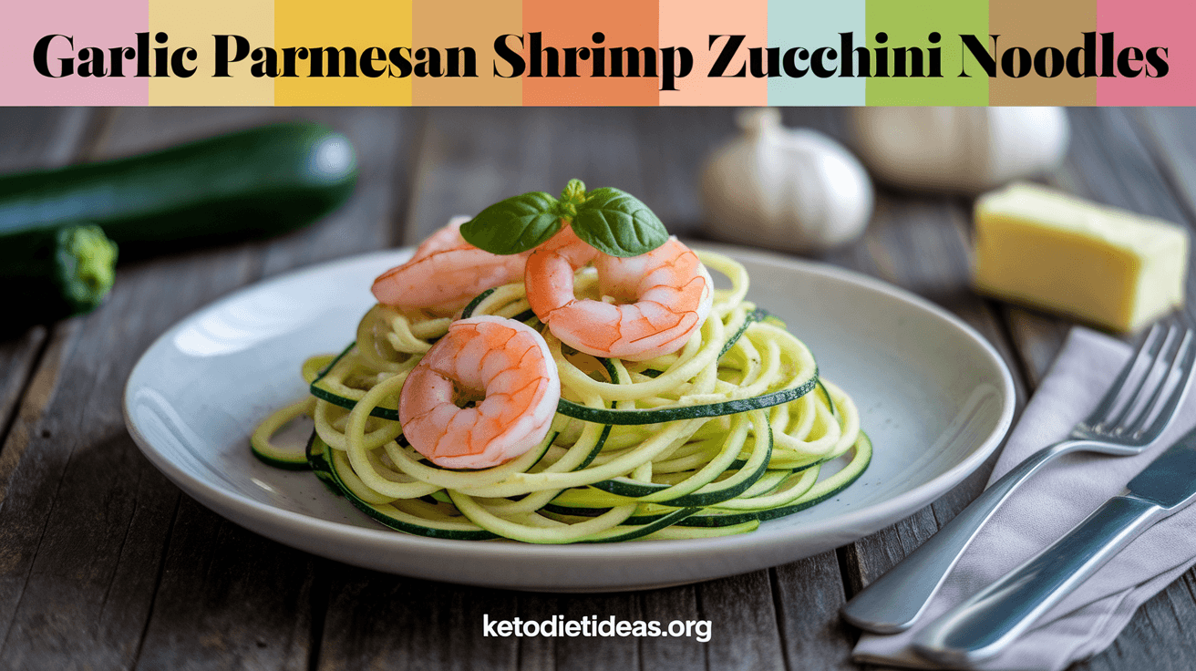 Keto Garlic Parmesan Shrimp Zucchini Noodles