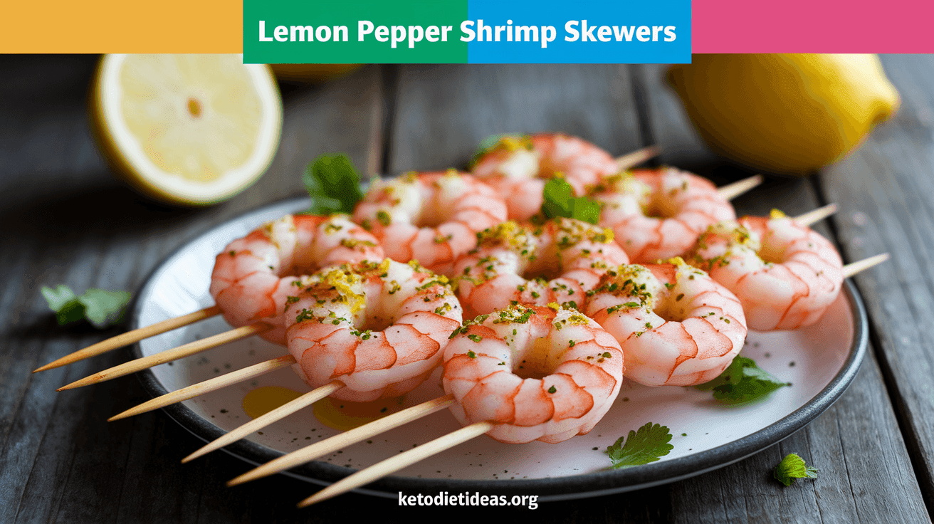 Keto Lemon Pepper Shrimp Skewers