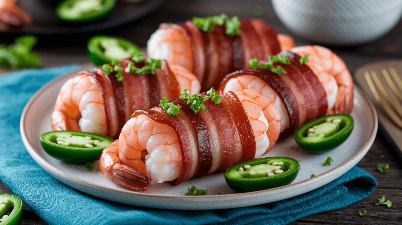 Keto Shrimp and Bacon Wrapped Jalapeno Poppers